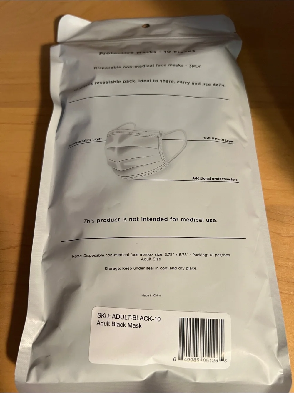 10 Black Disposable comfortable Face masks